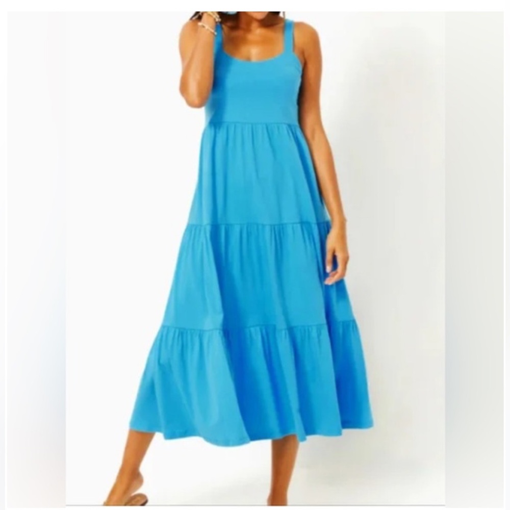 EUC Lilly Pulitzer Miri Midi Dress - Lunar Blue - Large